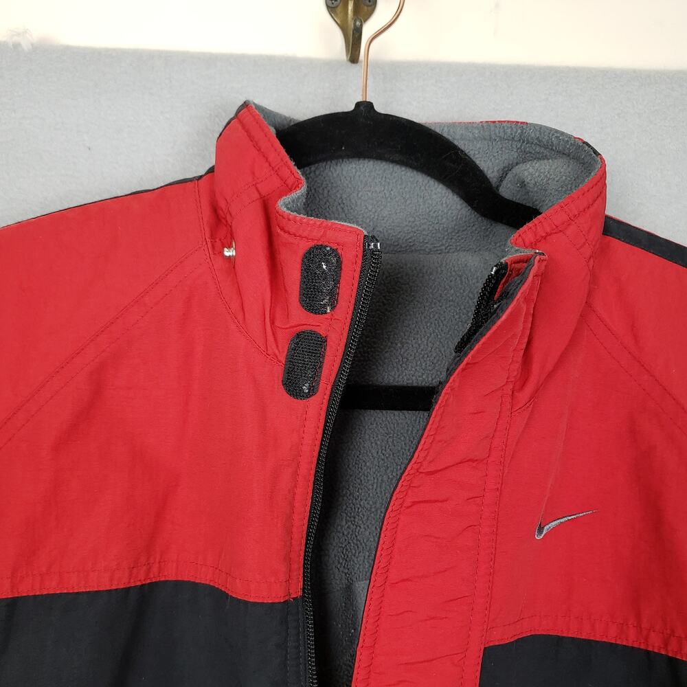 Vintage Nike Youth Size L Reversible Jacket Black Red Colorblock Sporty Winter - Picture 7 of 9